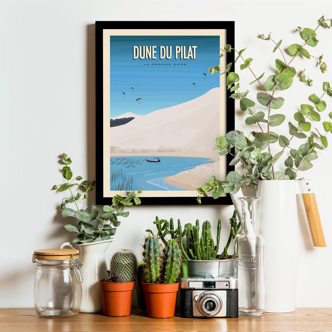 Dune Du Pilat Great Dune And Paragliders Vintage Travel Poster - Image 3
