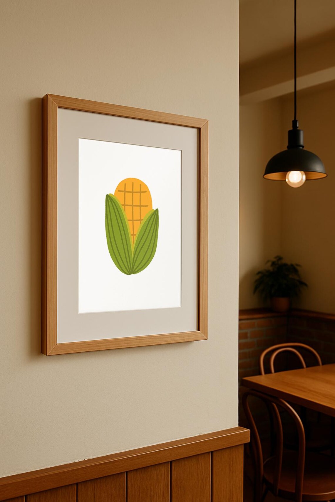 Yellow Corn On The Cob Minimal Kitchen Cute Vegetable Illustration Gift Art Poster