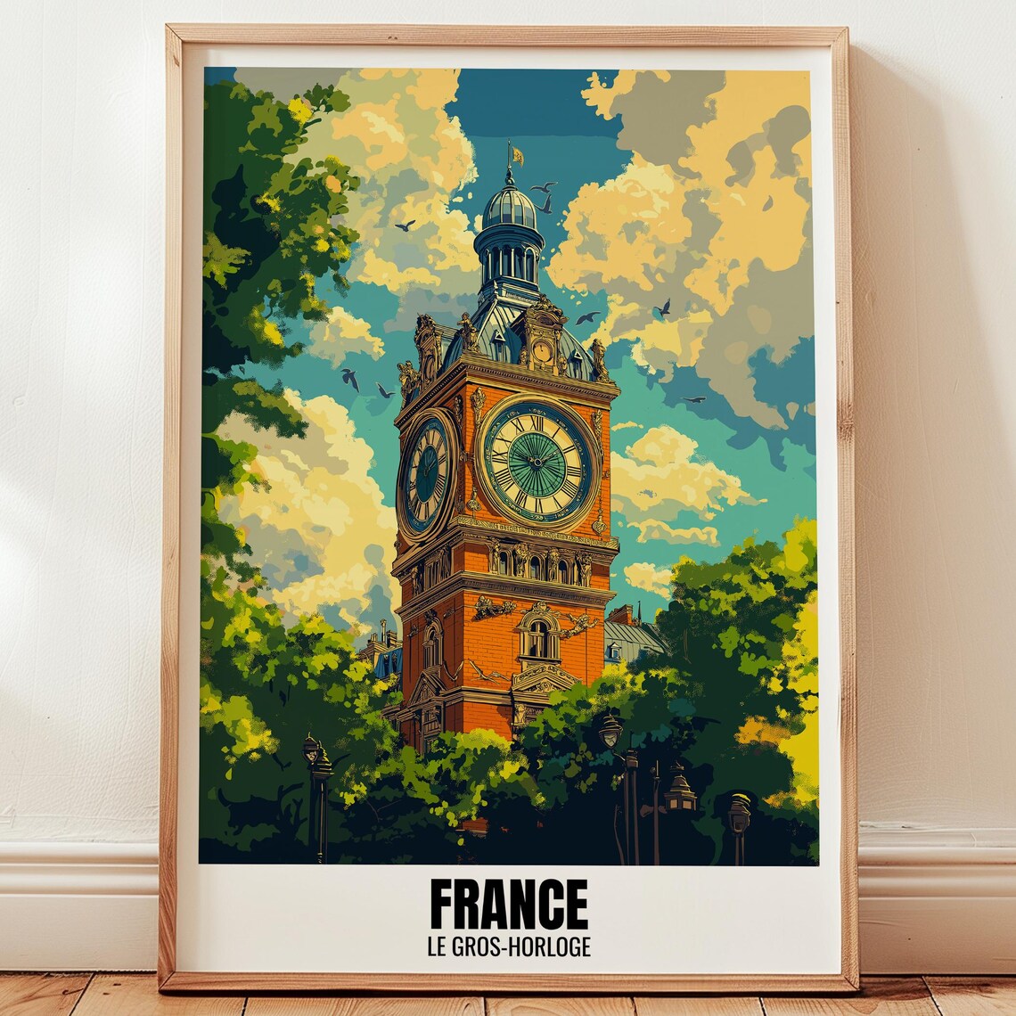 Le Gros Horloge Rouen France Historic Clock Tower Travel Poster