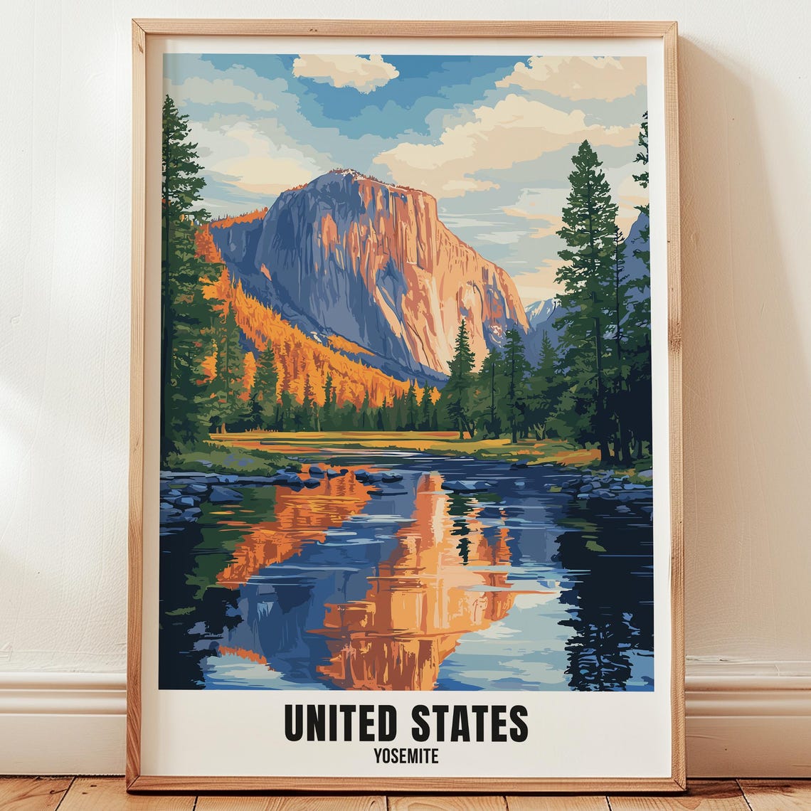 United States Yosemite Travel Poster Wall Art Illustration Print