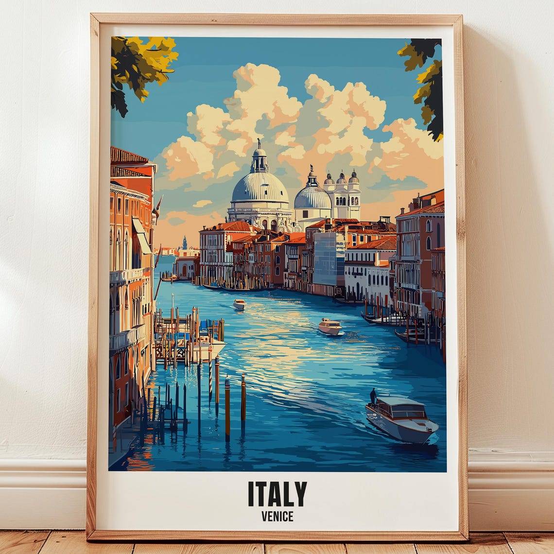 Italy Venice Travel Poster Wall Art Illustration Print