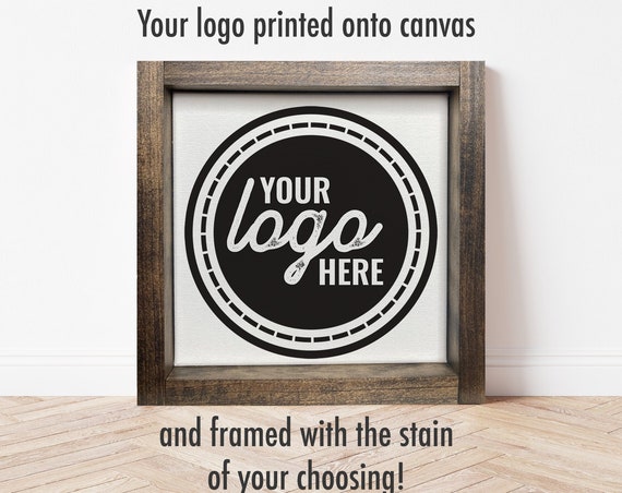 Custom Business Logo on Canvas Personalized Wood Framed Sign Wall Poster