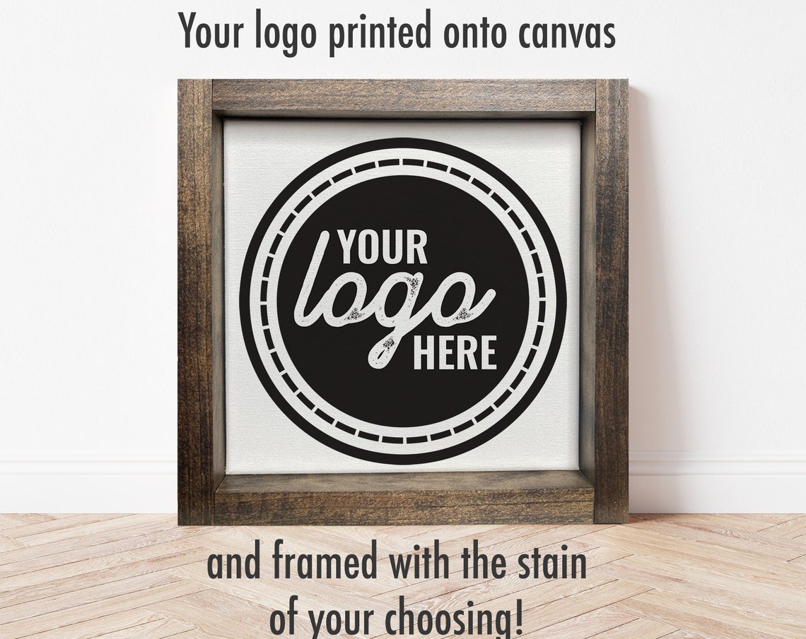 Custom Business Logo on Canvas Personalized Wood Framed Sign Wall Poster