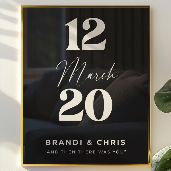 Custom Special Date Anniversary Print with Couple Names and Quote