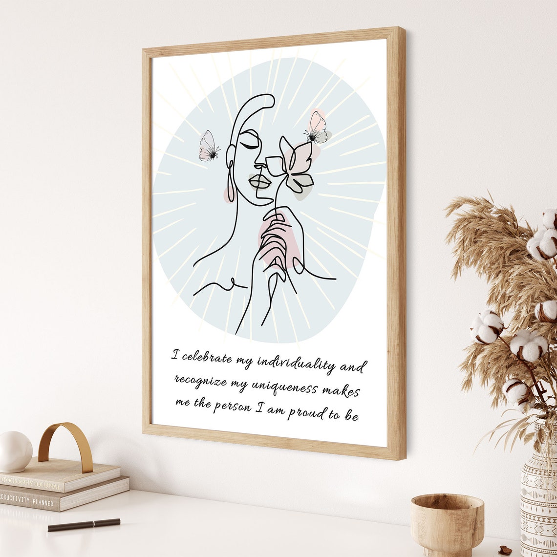 Celebrate Individuality Self Love Boho Line Art Woman Wall Print - Image 6
