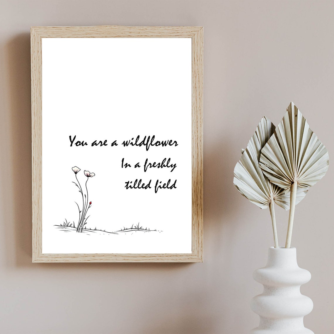 You Are a Wildflower Quote Minimalist Botanical Line Art Print - Image 2