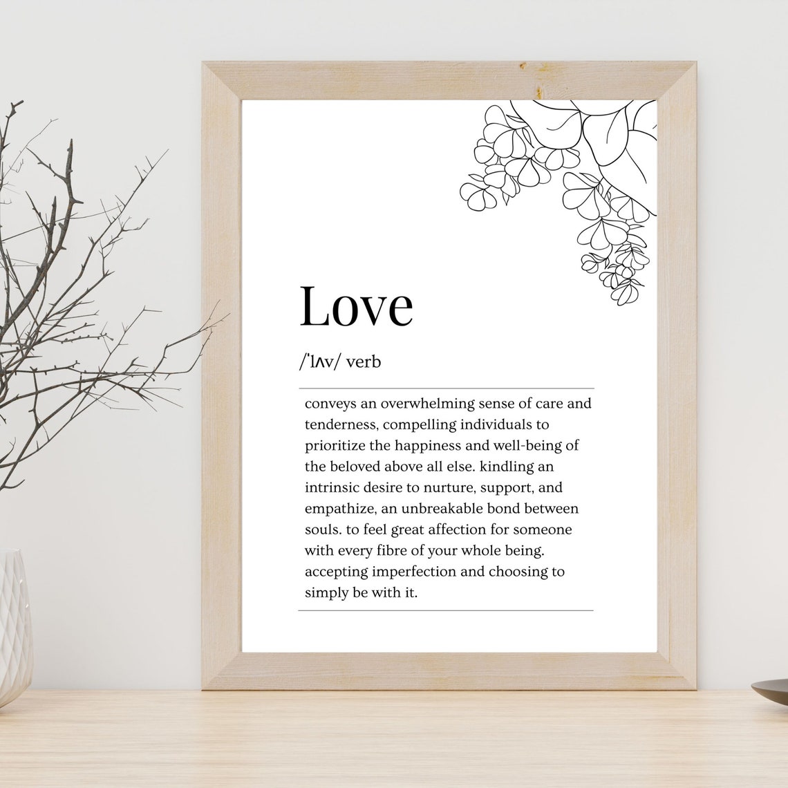 Love Dictionary Definition Floral Line Art Typography Poster - Image 7