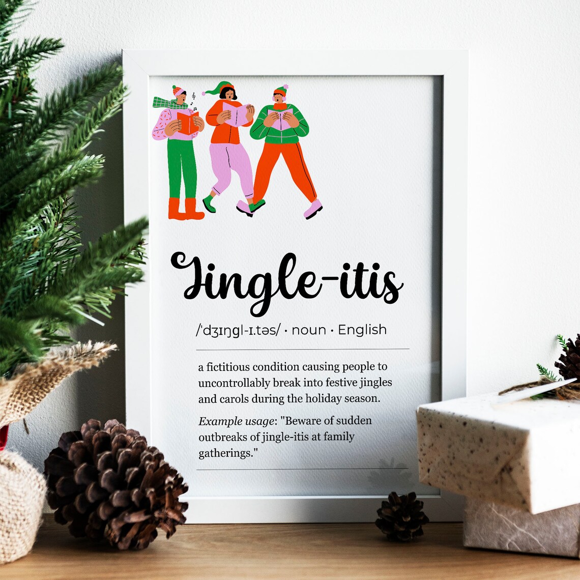 Jingle-itis Definition Funny Carolers Christmas Humor Art Poster - Image 7
