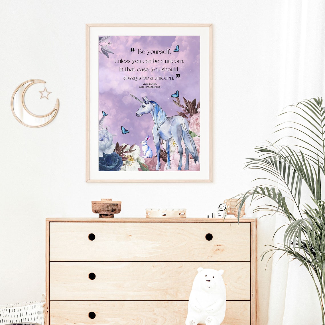 Alice In Wonderland Unicorn Nursery Quote Purple Butterfly Flower And Horse Girly Poster Baby Shower Book Quote Print Aiw01 - Image 8