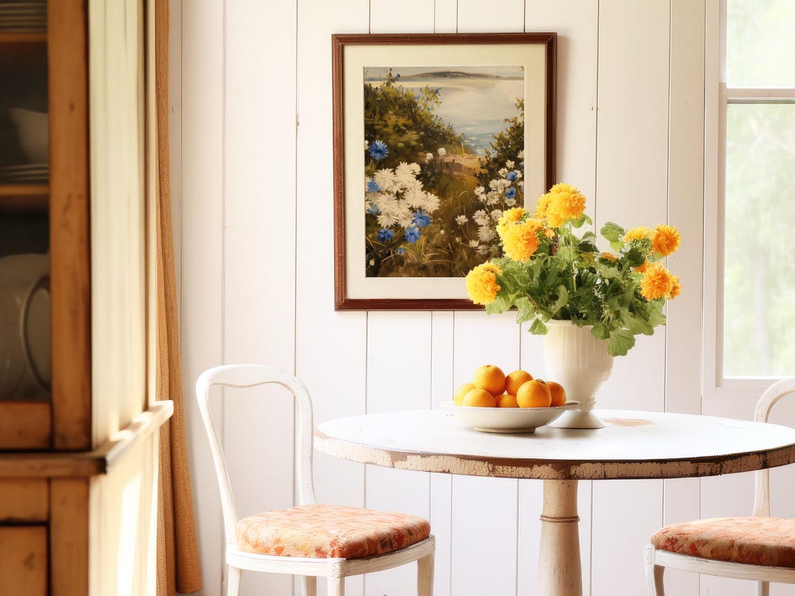 Coastal Wildflower Field by the Sea Impressionist Art Poster - Image 2