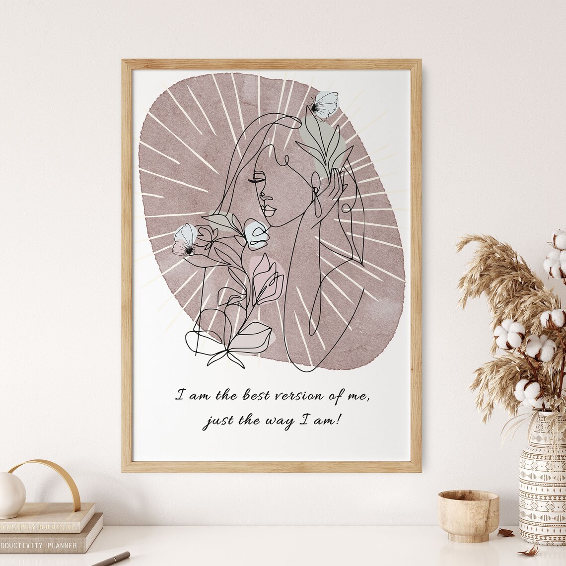 Best Version of Me Self Love Boho Floral Line Art Wall Poster - Image 4