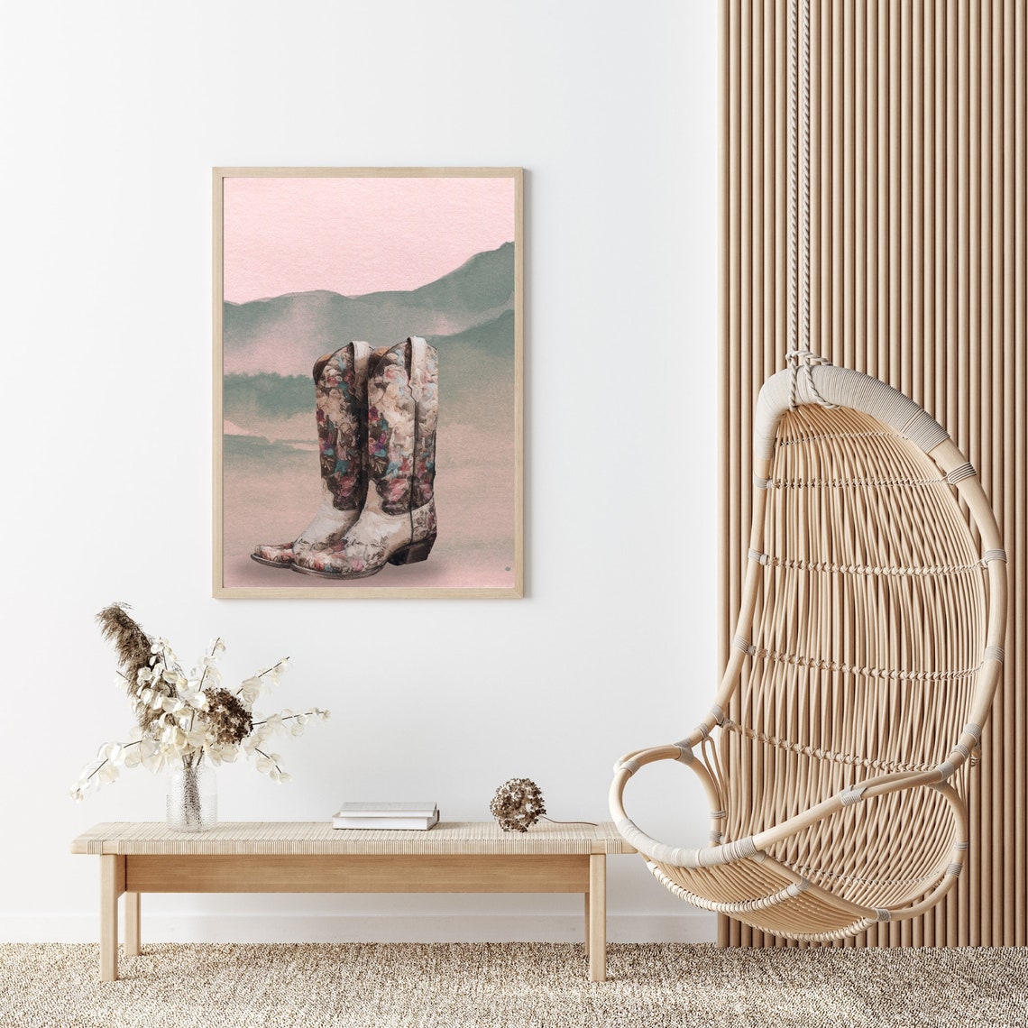 Western Artful Cowgirl Boots Wall Art Instant Southern Girl Boots Room Wall Art Pink Western Watercolor Girly Wall Art West01 - Image 2