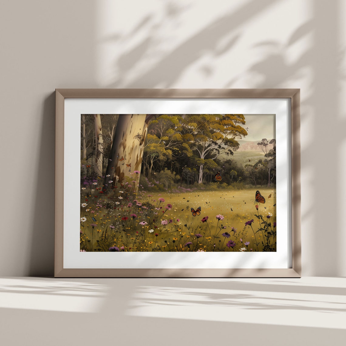 Wildflower Field Butterflies Landscape Oil Painting Vintage Farm House Wall Art Country Field Landscape Al01 - Image 6