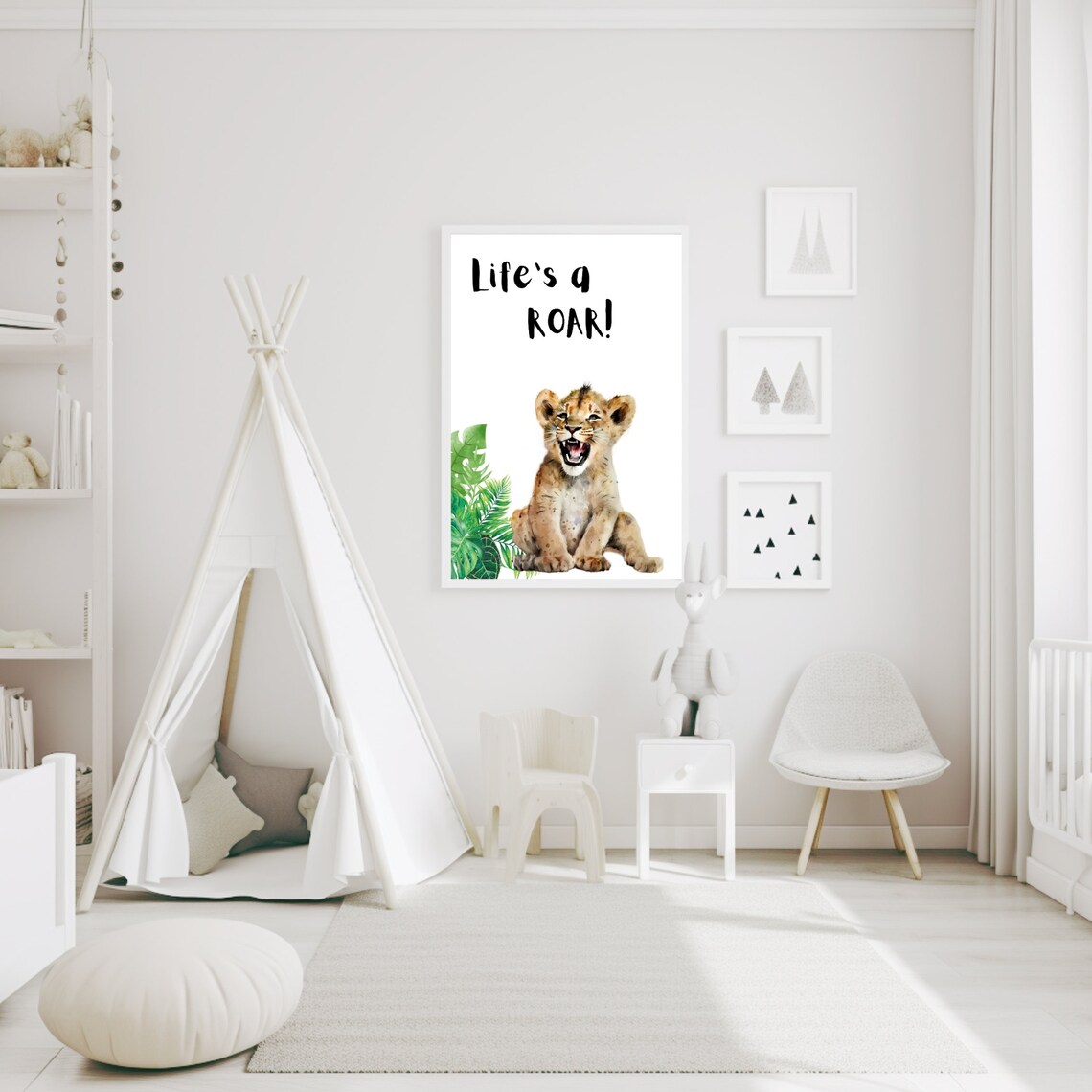 Life Is a Roar Lion Cub Jungle Watercolor Safari Nursery Art Print - Image 3