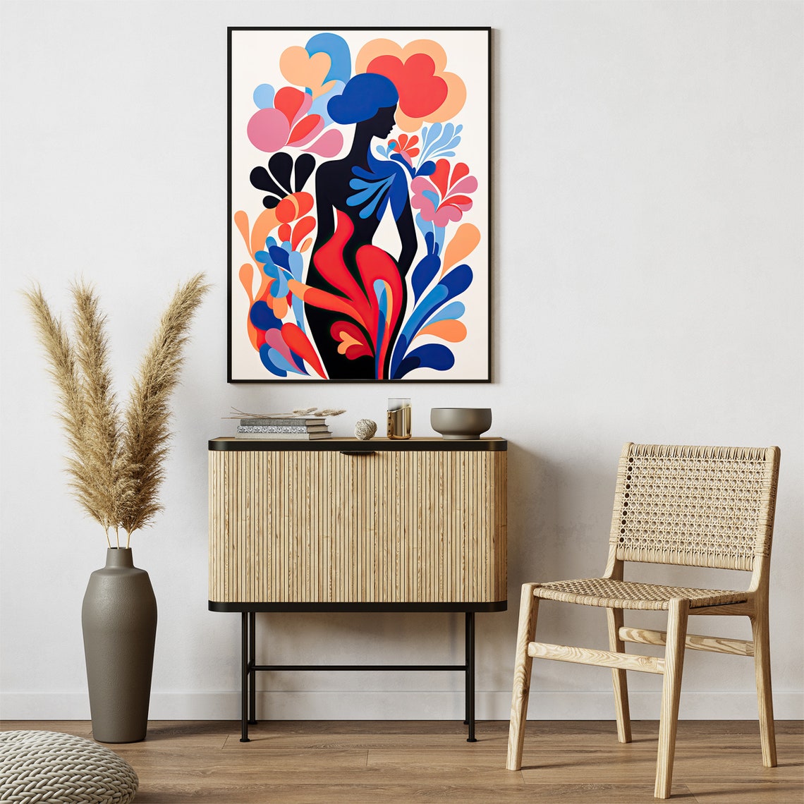 Colorful Female Silhouette Floral Abstract Modern Woman Art Poster - Image 6