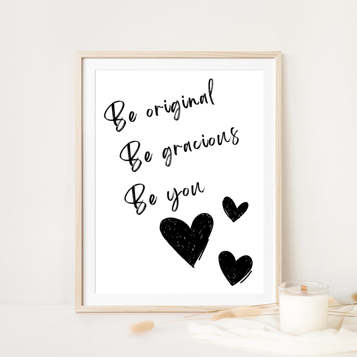 Be Original Be Gracious Be You Hearts Inspirational Quote Poster - Image 8