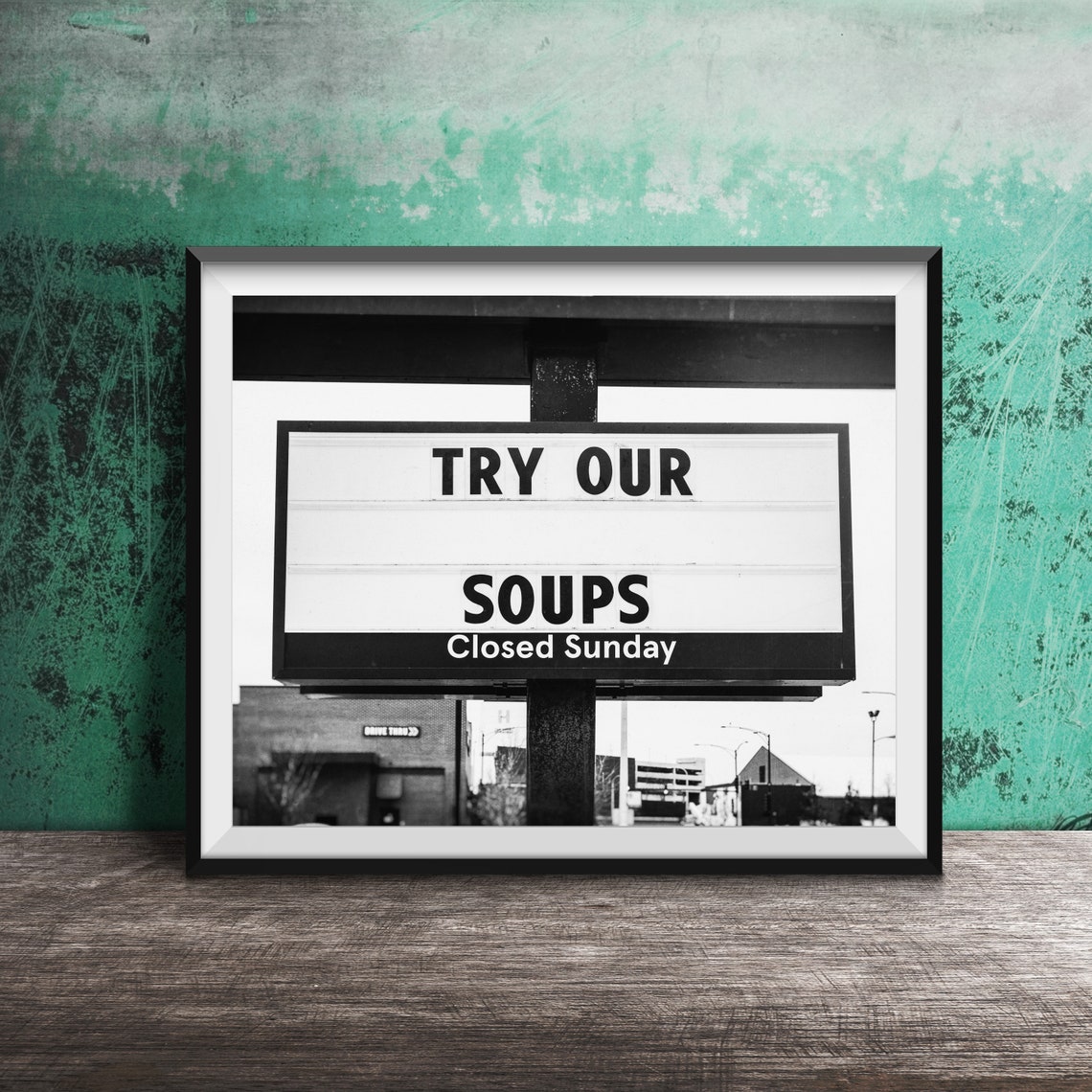 Try Our Soups Vintage Roadside Diner Message Board Photo Poster - Image 2