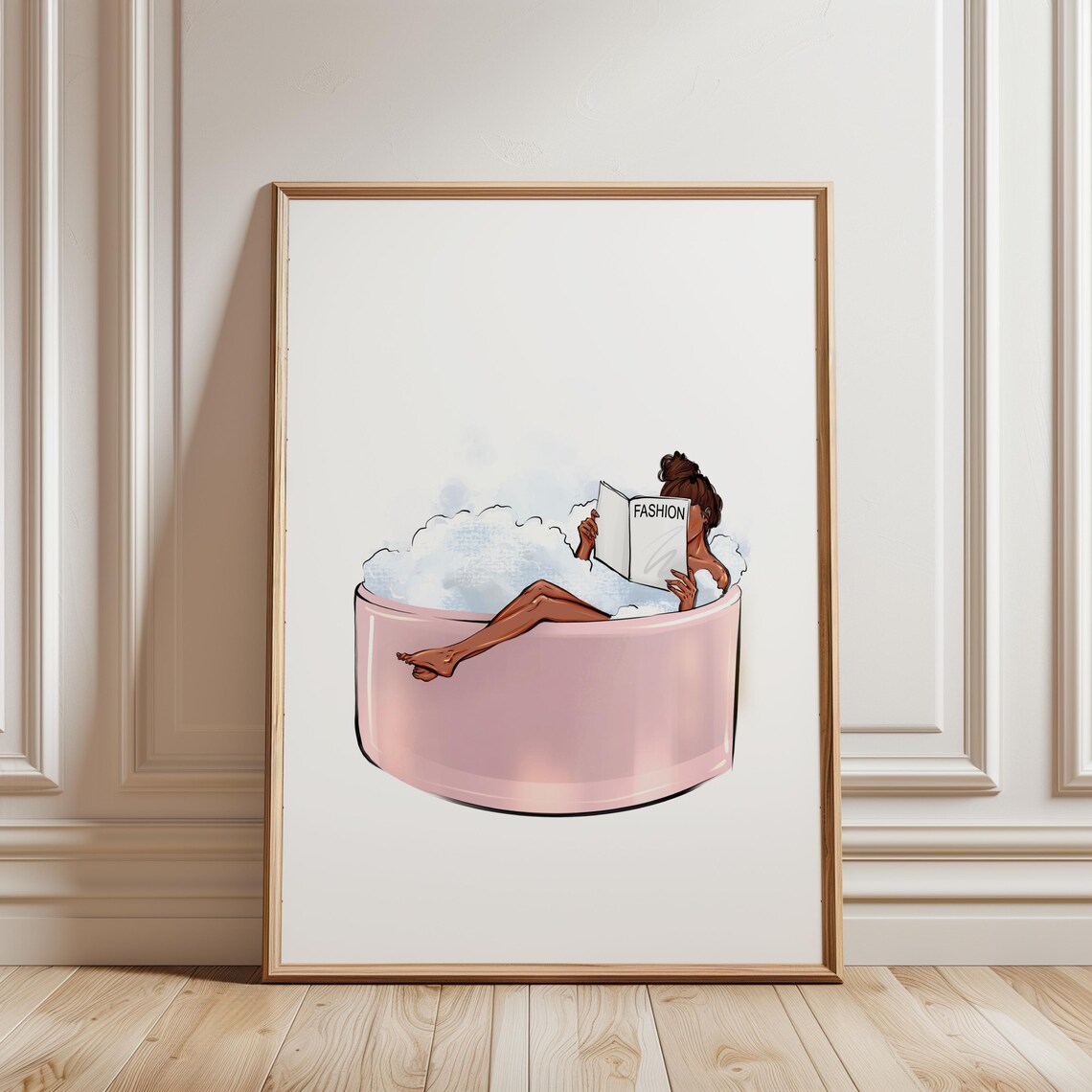 Fashion Woman Relaxing In Bath, Reading Poster - Image 2