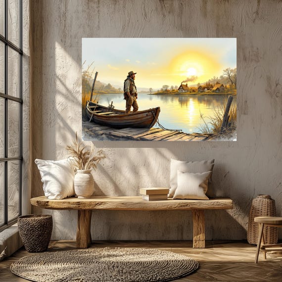 Calm River Sunset Wall Art Matte Nature Decor For Home Ideal For Housewarming Birthdays Or Holidays Scenic Art Print Home