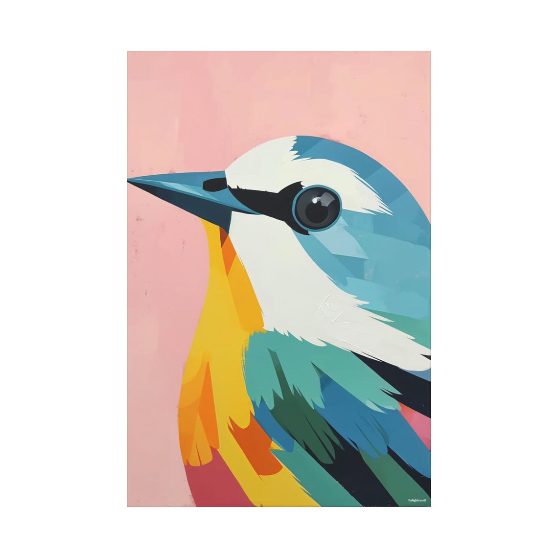 Colorful Geometric Bird Portrait Pink Background Modern Art Poster - Image 2