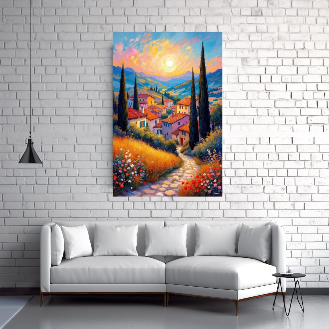 Italian Village Scene, Modern Art Print