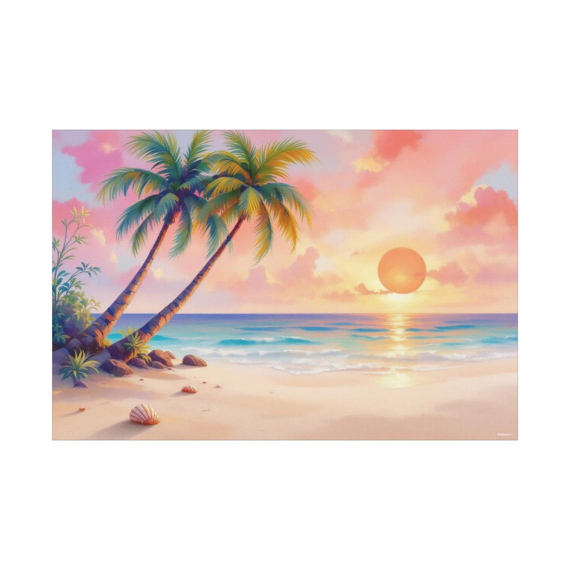 Tropical Sunset Beach Art Print - Image 3