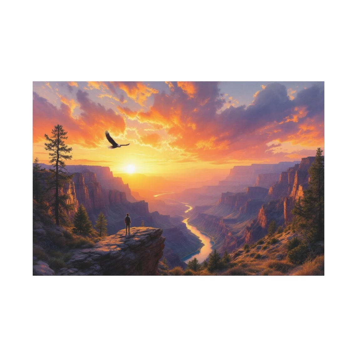 Bald Eagle Grand Canyon Sunset Cliff River View Travel Poster - Image 2
