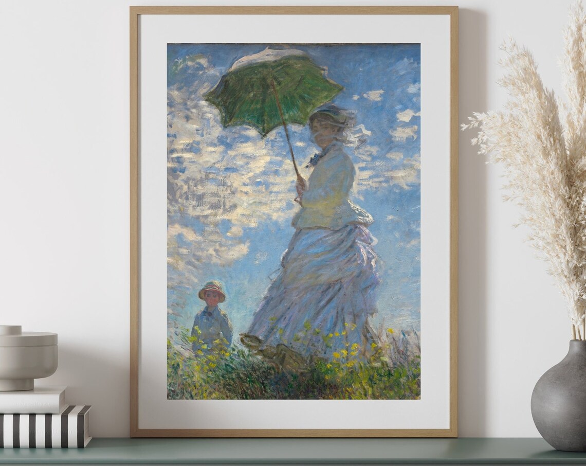 Monet Woman With A Parasol Impressionist Meadow Painting Poster - Image 3