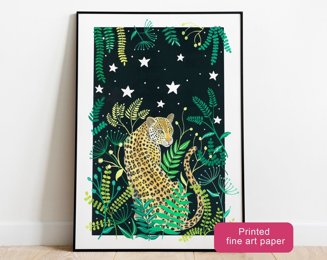 Leopard Wall Art, Jungle Safari Animal Art Print