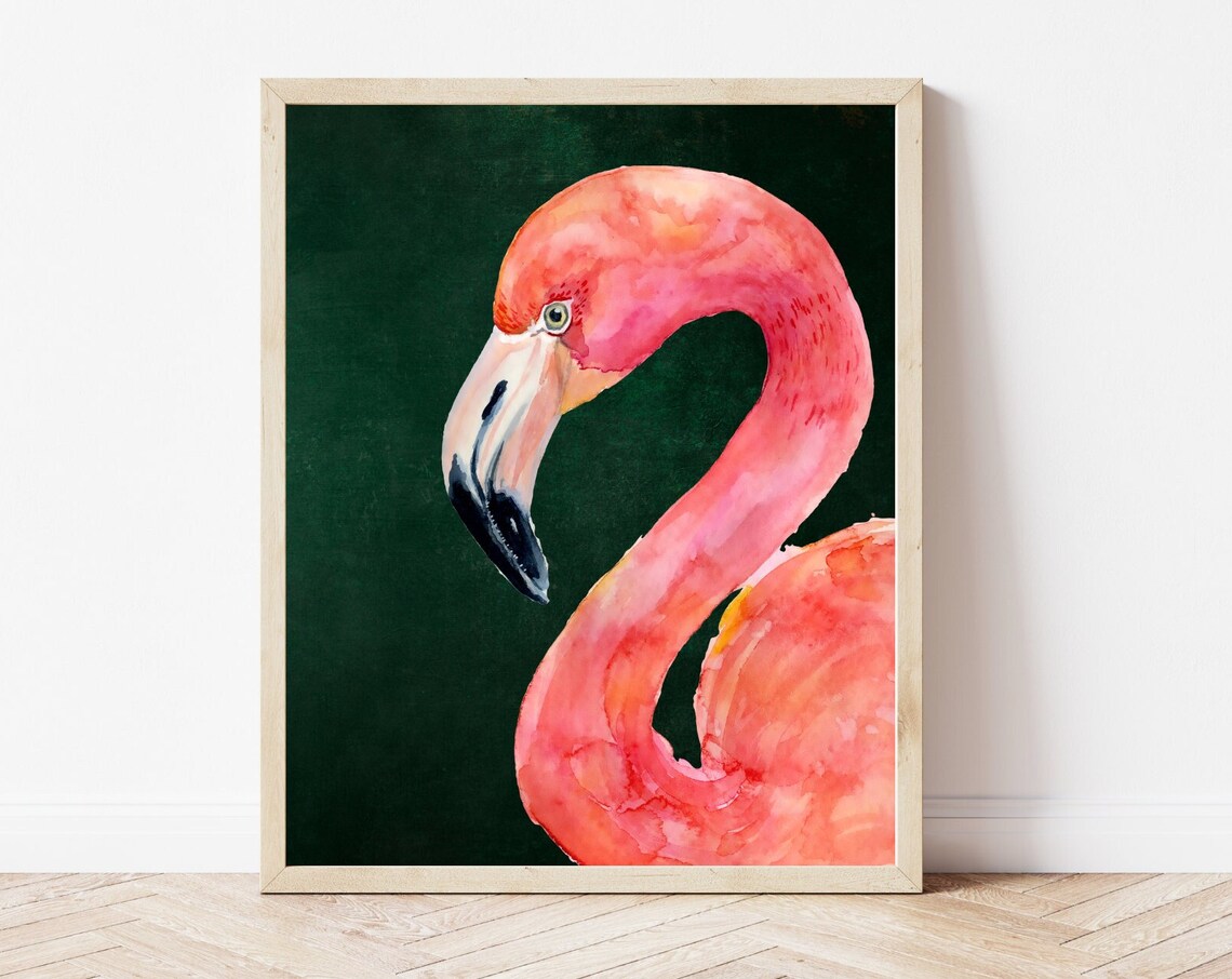 Flamingo Art Print, Maximalist Wall Decor