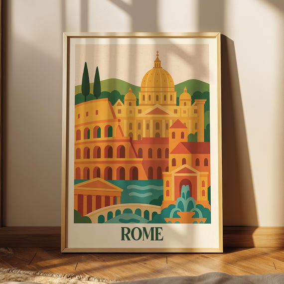 Rome Wall Art Print Modern Travel City Poster Minimal Italian Home Decor Digital Download