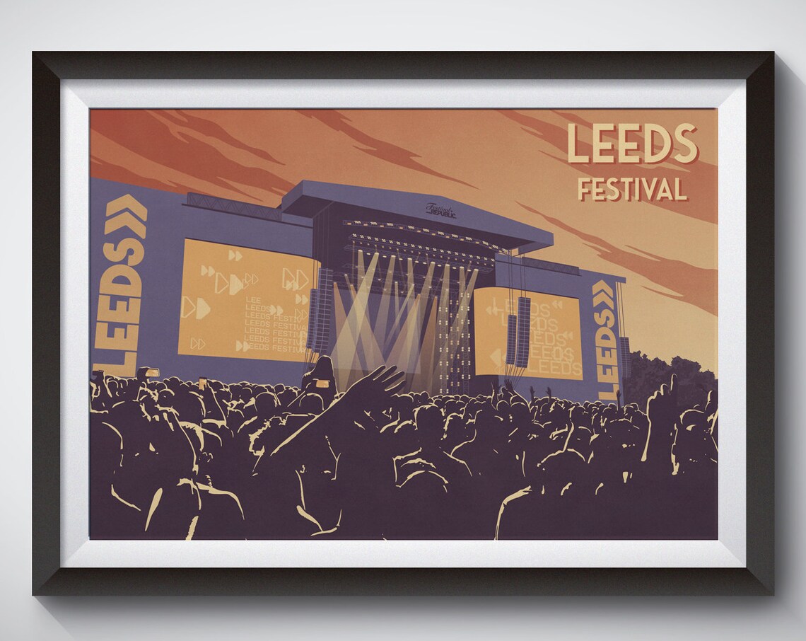 Leeds Festival Poster Print, Music Festival Art Deco