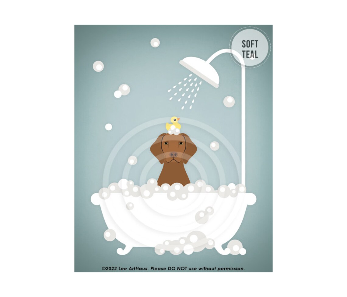 Vizsla Dog White Clawfoot Tub Bubble Bath Rubber Duck Wall Art - Image 4