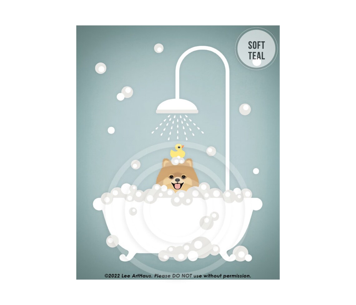 333dp Dog Lover Gifts Pomeranian Dog In Bubble Bath Wall Art Pomeranian Decor Dog Art Prints Dog Drawing Pomeranian Puppy Print - Image 4