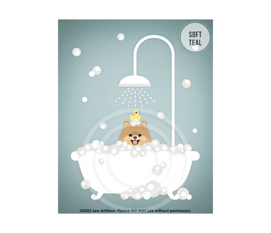 Pomeranian in Bubble Bath With Rubber Duck Cute Puppy Poster - Image 4