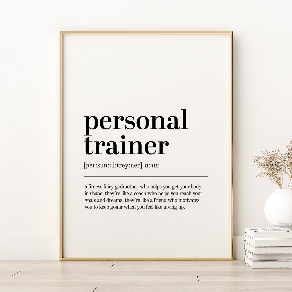 Personal Trainer Definition Quote Minimalist Dictionary Art Print