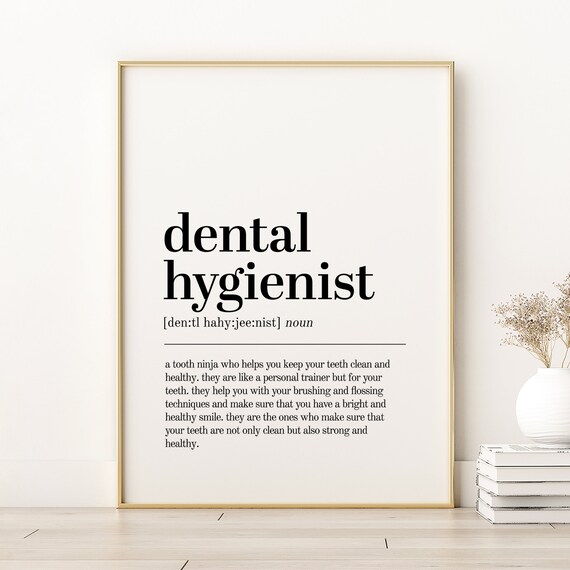 Dental Hygienist Definition Print Office Unique Gifts For Her Dictionary Instant