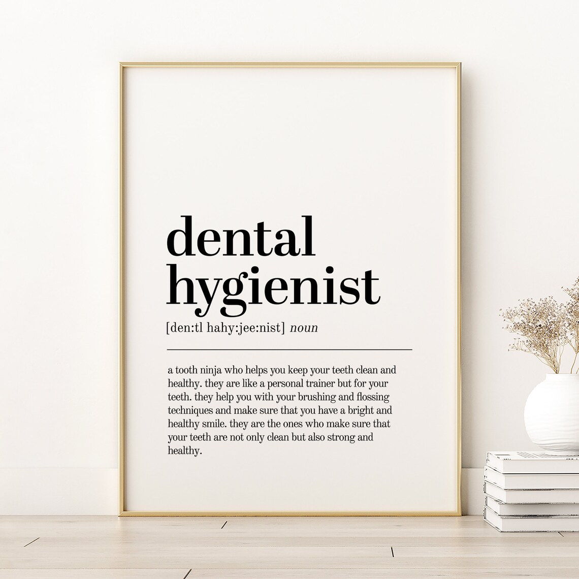 Dental Hygienist Definition Print Office Unique Gifts For Her Dictionary Instant