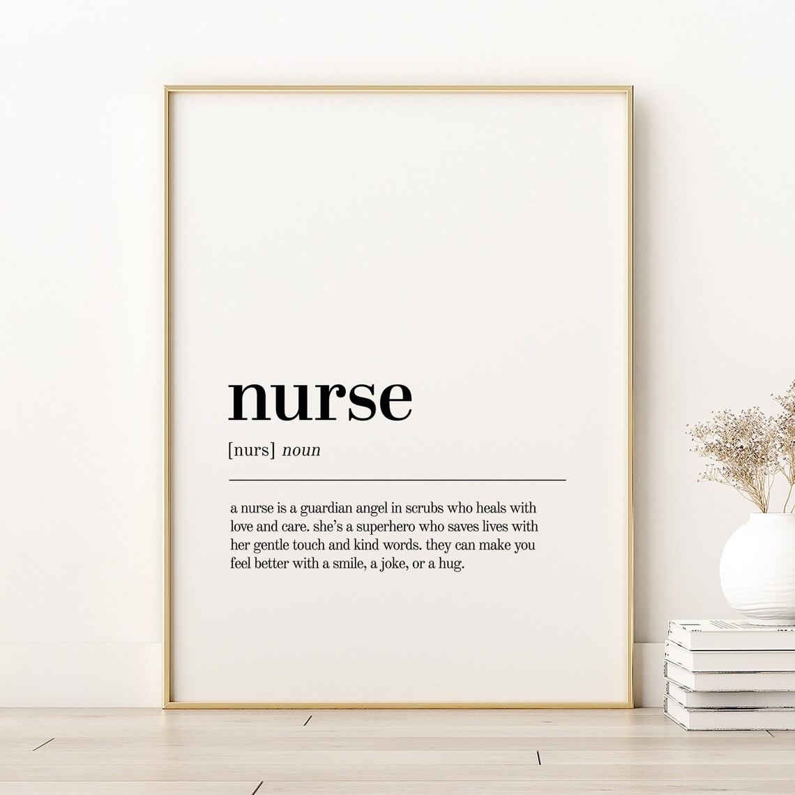 Nurse Definition Dictionary Birthday Gift Wall Art