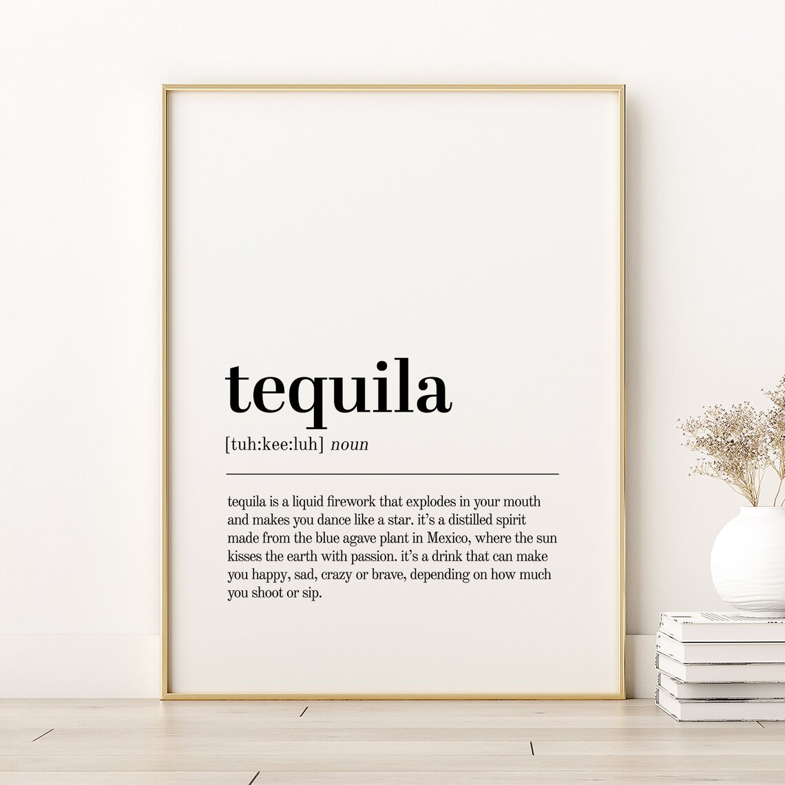 Tequila Definition Art Print, Cocktail Bar Decor