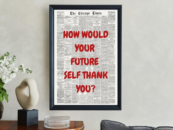 How Would Your Future Self Thank You Red Vintage Chicago Times Poster