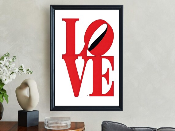 Retro Love Wall Art Print Red Love Typography Art Minimalist Home Decor Print Instant Art Quote