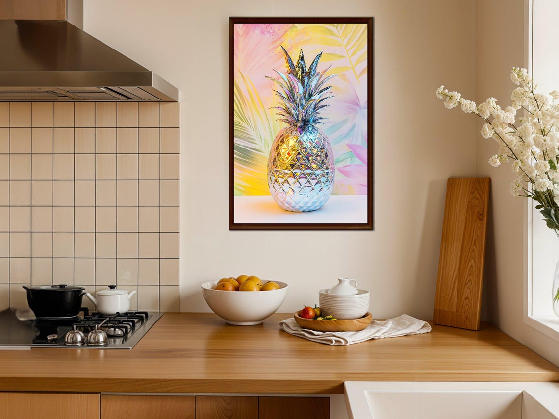 Iridescent Crystal Pineapple Pastel Tropical Decor Art Print - Image 4