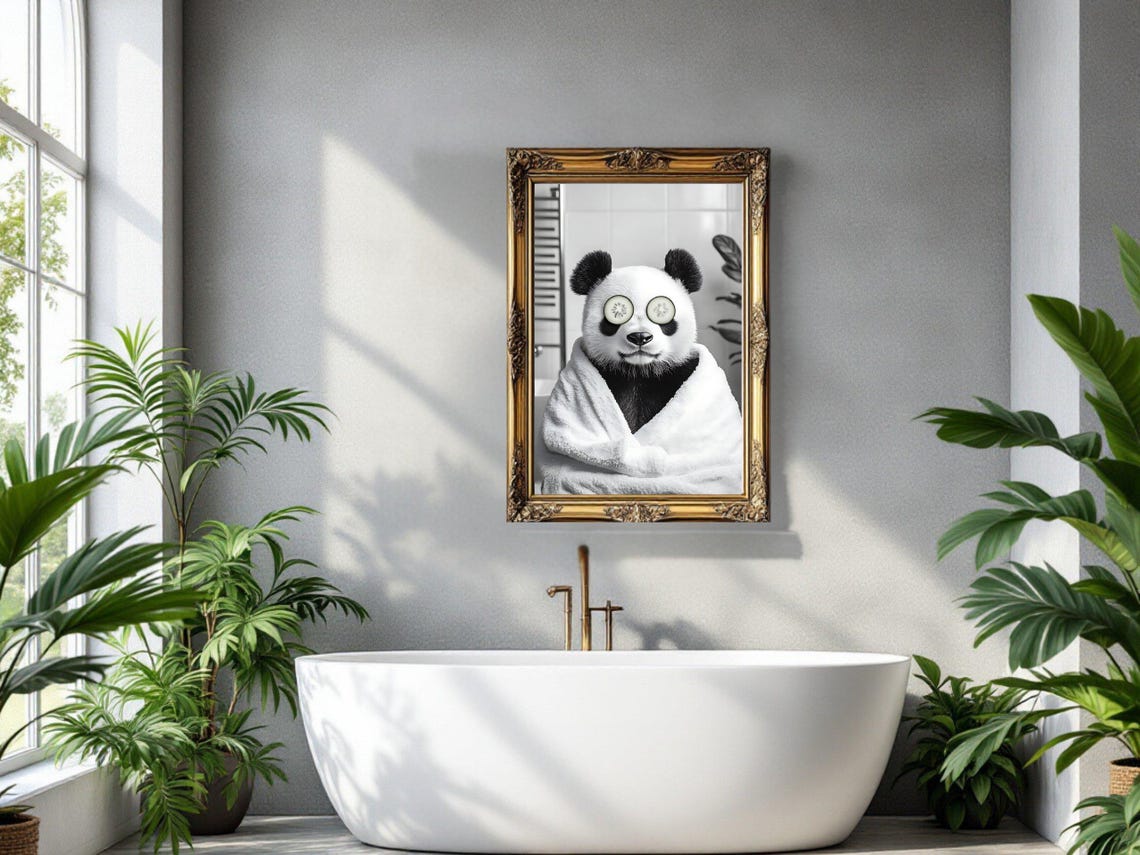 Pampered Panda in a Towel With Cucumber Slices on Eyes Poster - Image 3