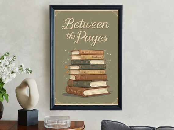Between The Pages Tall Stack Of Vintage Books Literary Poster
