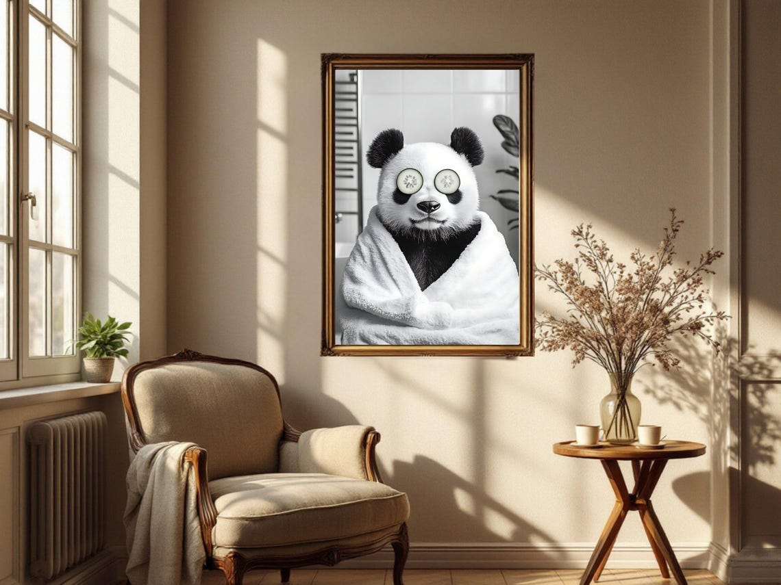 Pampered Panda in a Towel With Cucumber Slices on Eyes Poster - Image 4