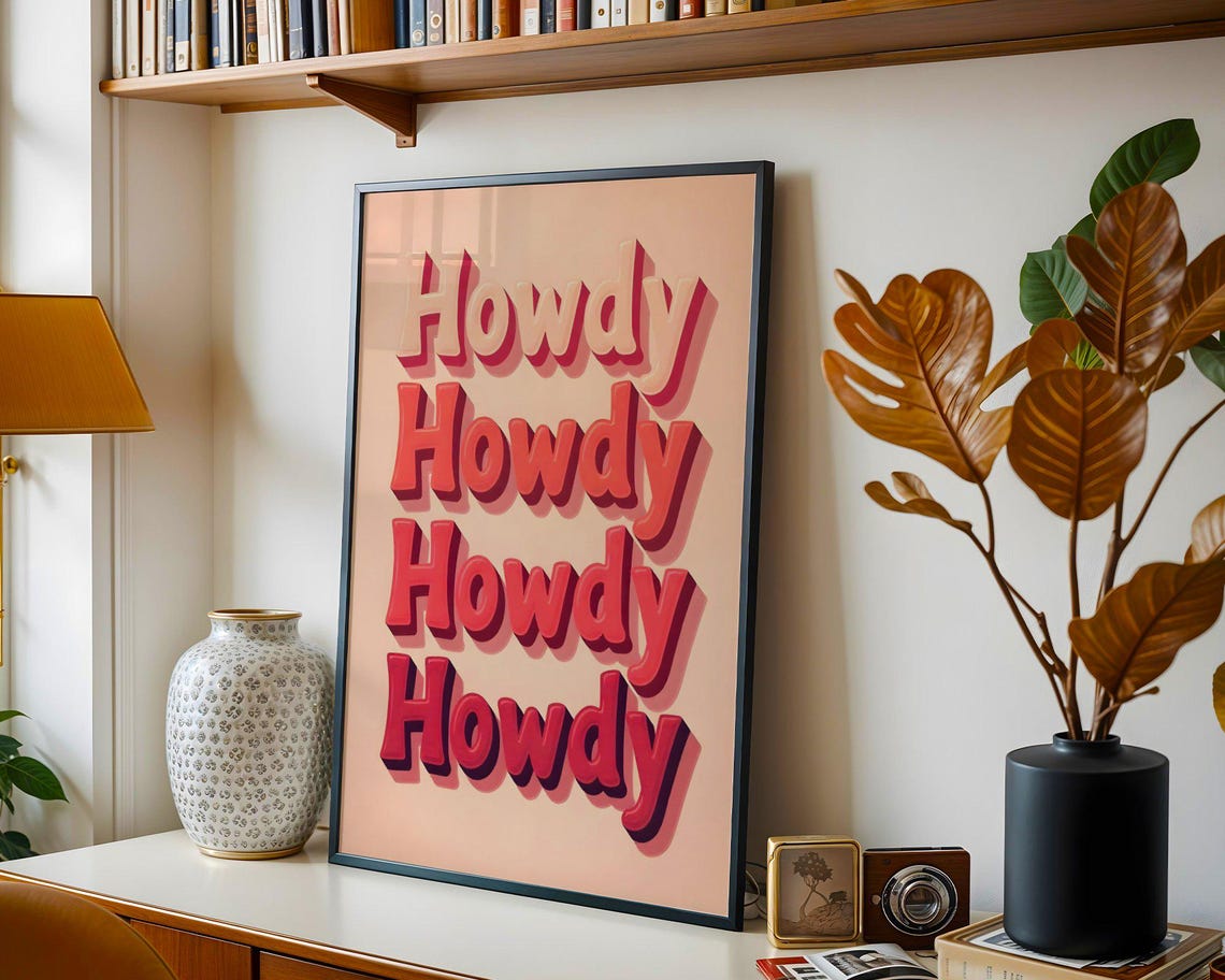 Howdy Howdy Howdy Howdy Retro Western Cowboy Typography Poster - Image 5