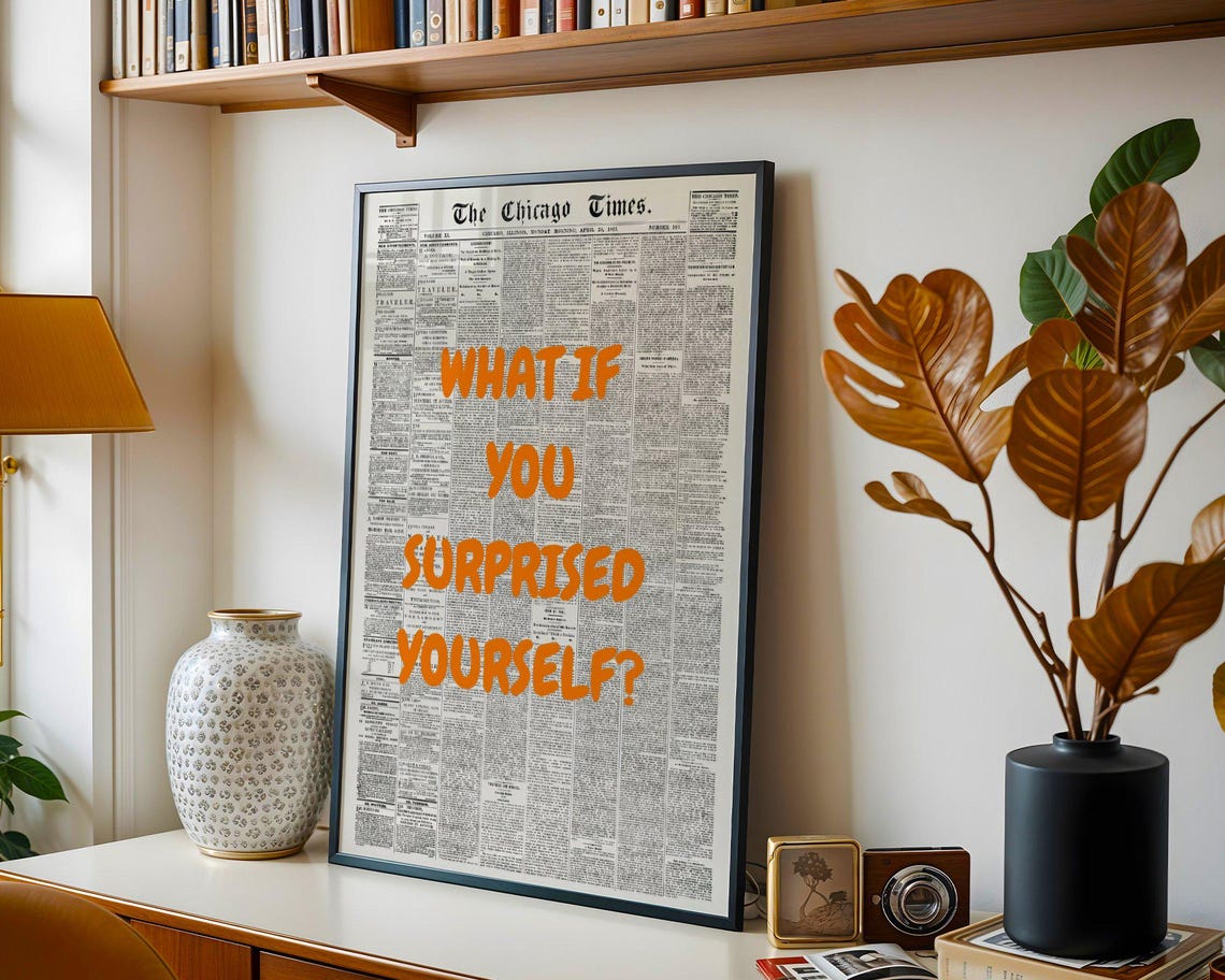 What If You Surprised Yourself Orange Typography Quote Poster - Image 2