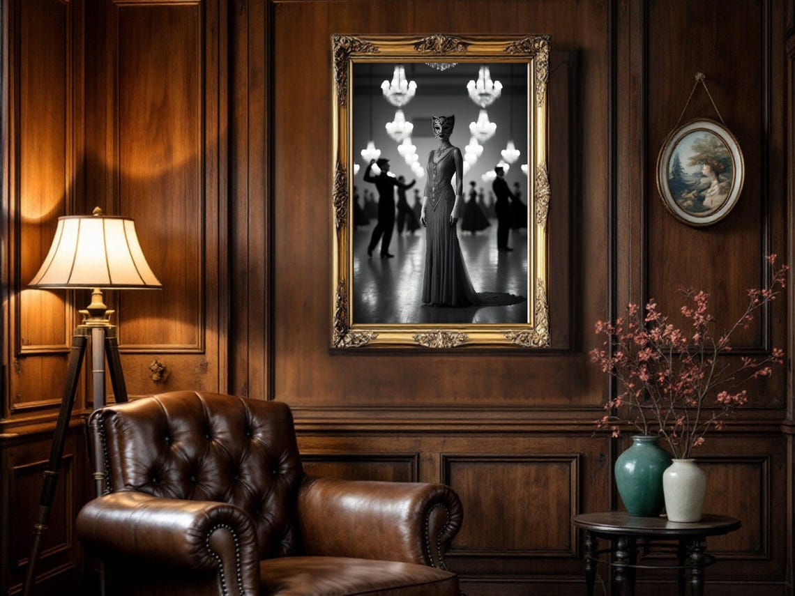 Black And White Masquerade Ballroom Dance Chandelier Elegance Poster - Image 5