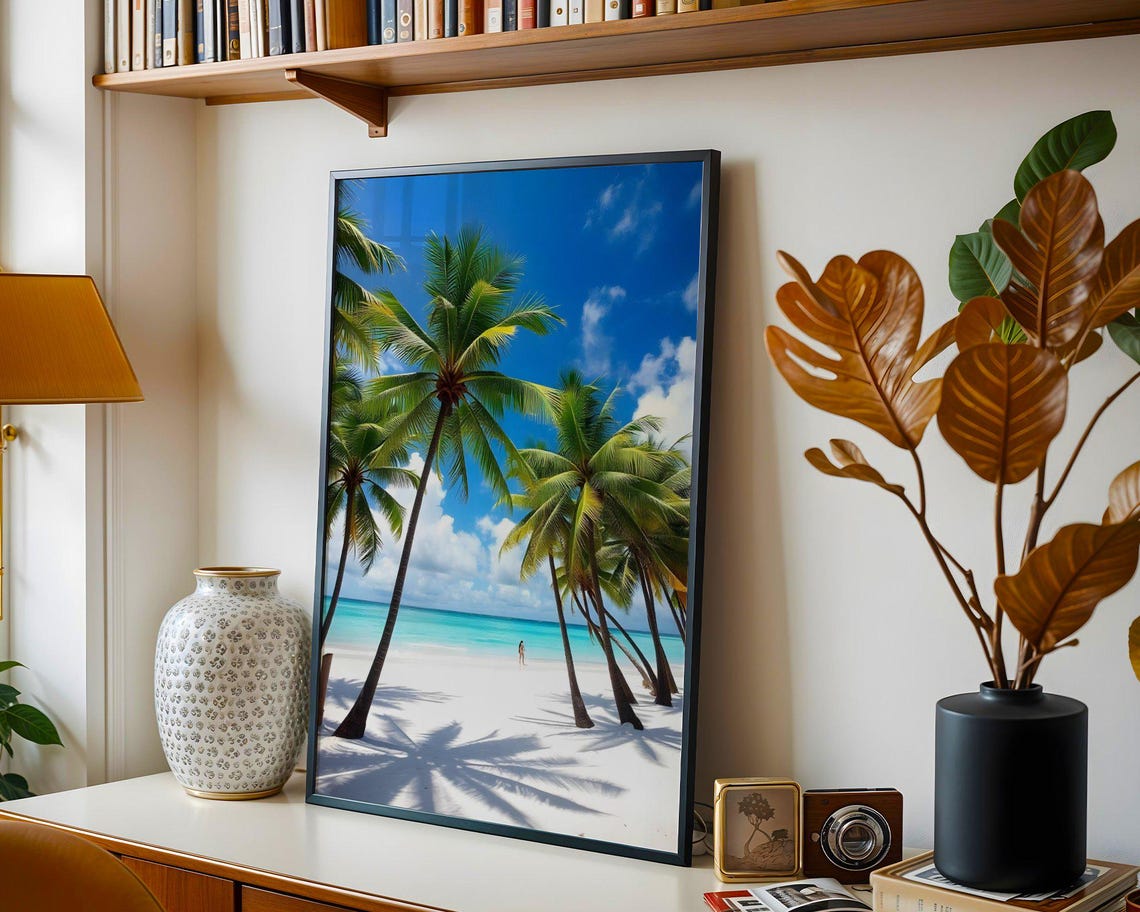 Tropical Palm Tree Beach Paradise Turquoise Ocean Photo Poster - Image 3